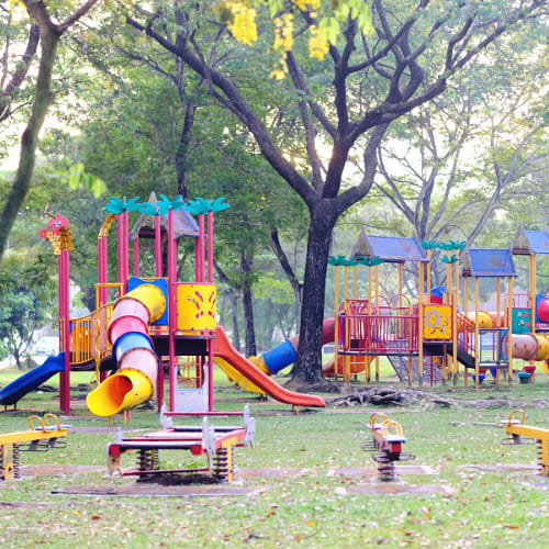 Outdoor play equipment installed at a school — YILI Play climbing and slide structure